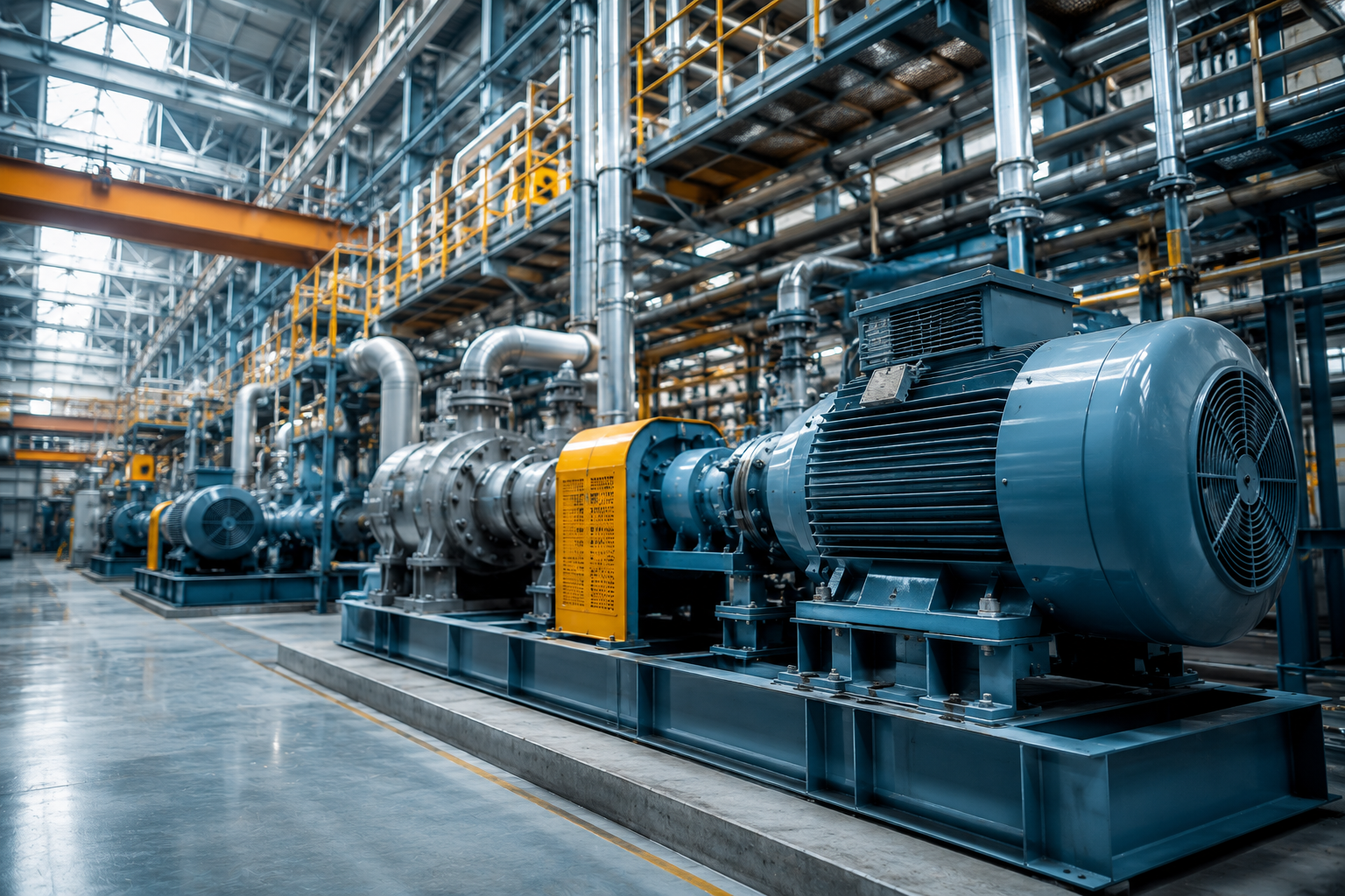 Industrial production machinery in a manufacturing plant